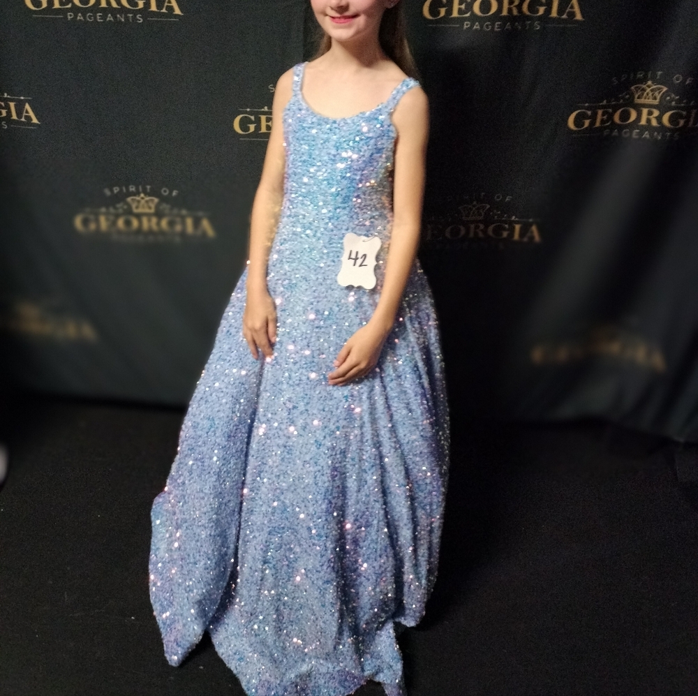 Sherri Hill Sparkling Light Blue Girls' Formal Gown
